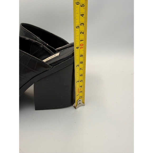 Steve Madden Alanna Black Crocodile Embossed Pointed Toe Mules Heeled Size 8 - Picture 7 of 7